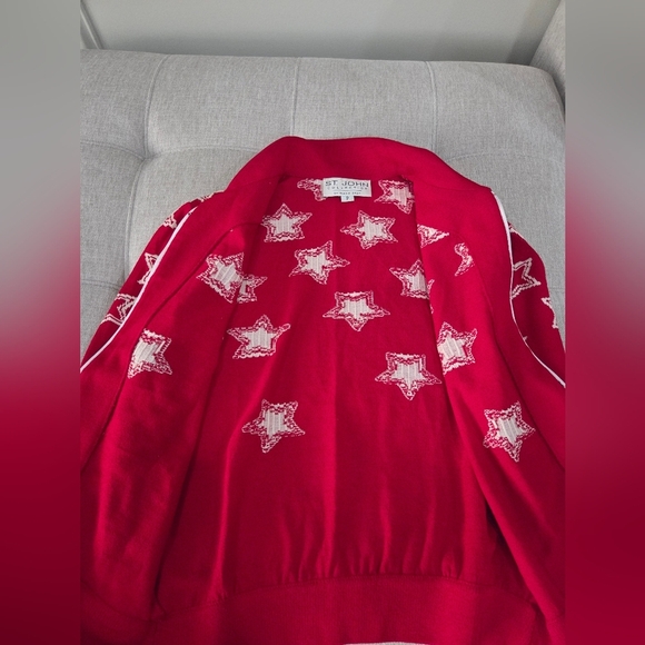 Vtg.St.John Collection By Mary Grey Women's Cardigan Sz.P (S)zippered White Star - Picture 7 of 11